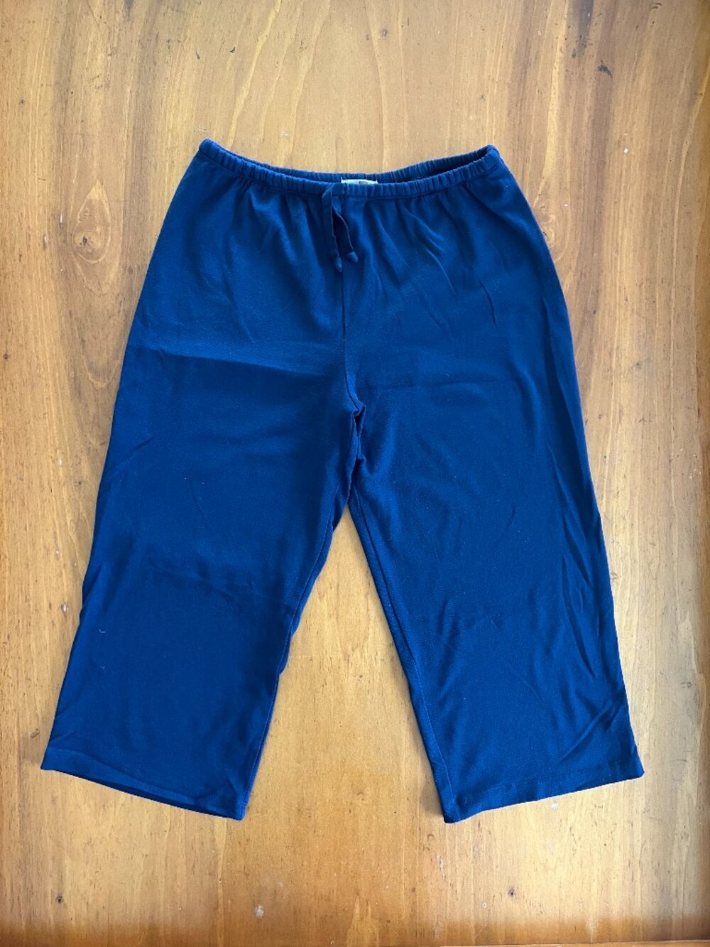 Tail Navy Blue Supplex Nylon Lycra Capri Crop Pants Size M Drawstring Waist